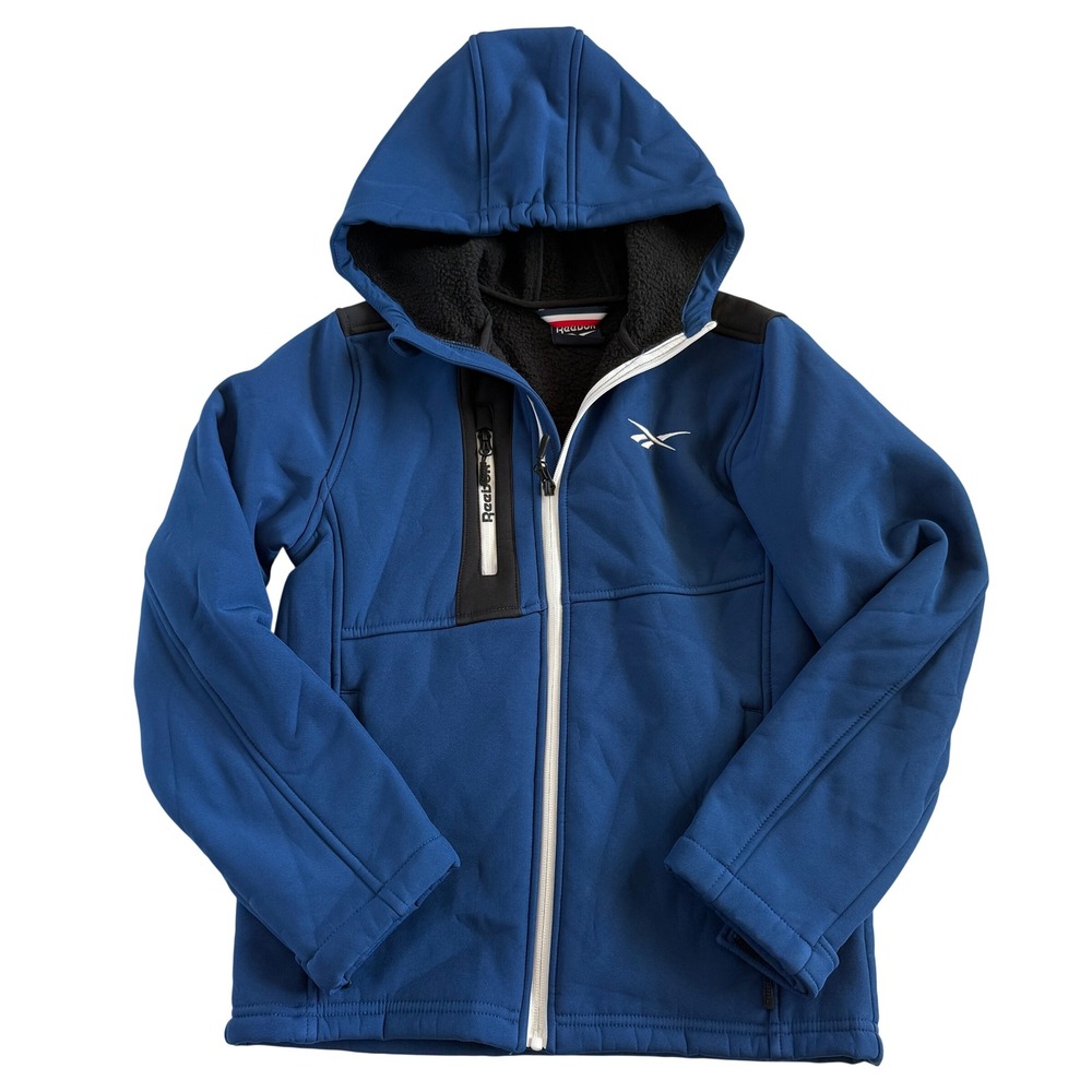 Reebok Boys Blue Softshell Sherpa Lined Hooded Jacket Size M 10/12 RN127805
